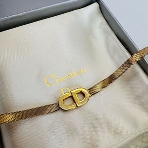 Dior Vintage Gold Mesh Bracelet with CD Logo